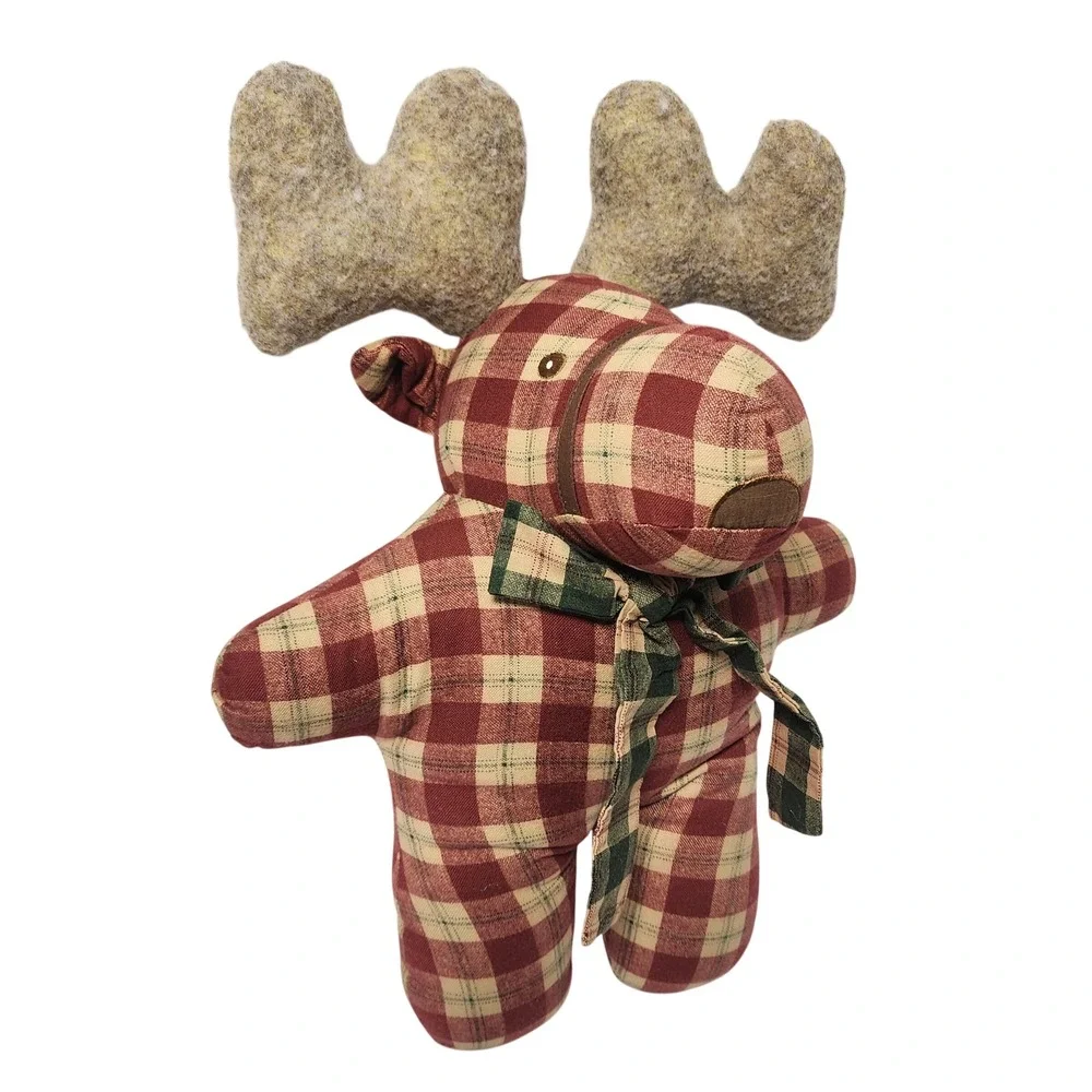 Vintage Pier‎ One Rustic Moose Ornament Decor Fabric Christmas Plus